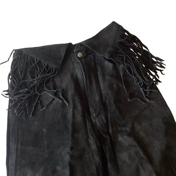 Black Suede Leather Western Pants - Picture 2 of 6